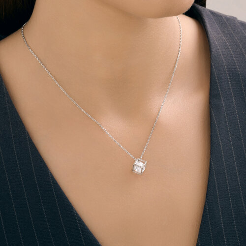 Colier din argint  cu pietre Cubic Zirconia Incolor