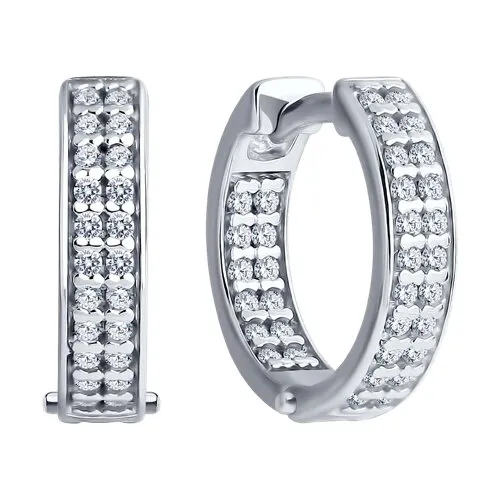 Cercei Creole din argint cu Cubic Zirconia Incolor
