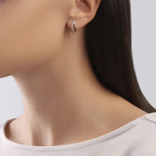 Cercei din aur roșu cu Cubic Zirconia Incolor