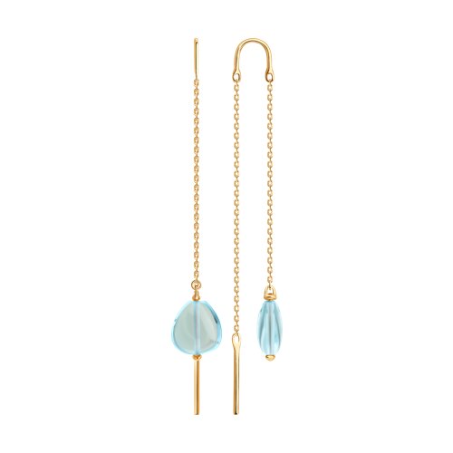 Cercei Lanț din aur roșu cu pietre Topaz albastru