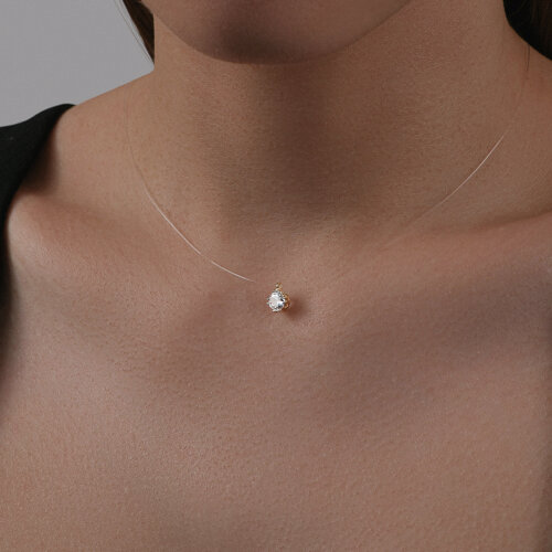 Колье из красного золота с камнями Фианит, Леска