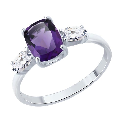 Inel din argint  cu pietre Cubic Zirconia Incolor, Ametist