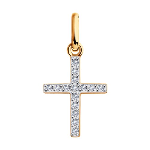Cruce din aur roșu cu Cubic Zirconia Incolor