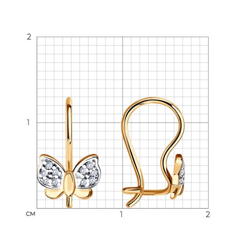 Cercei p-u copii din aur roșu cu pietre Cubic Zirconia Incolor