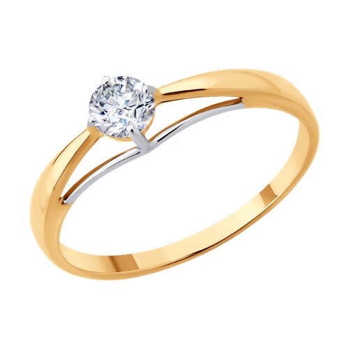 Кольцо из красного золота с камнями Фианит