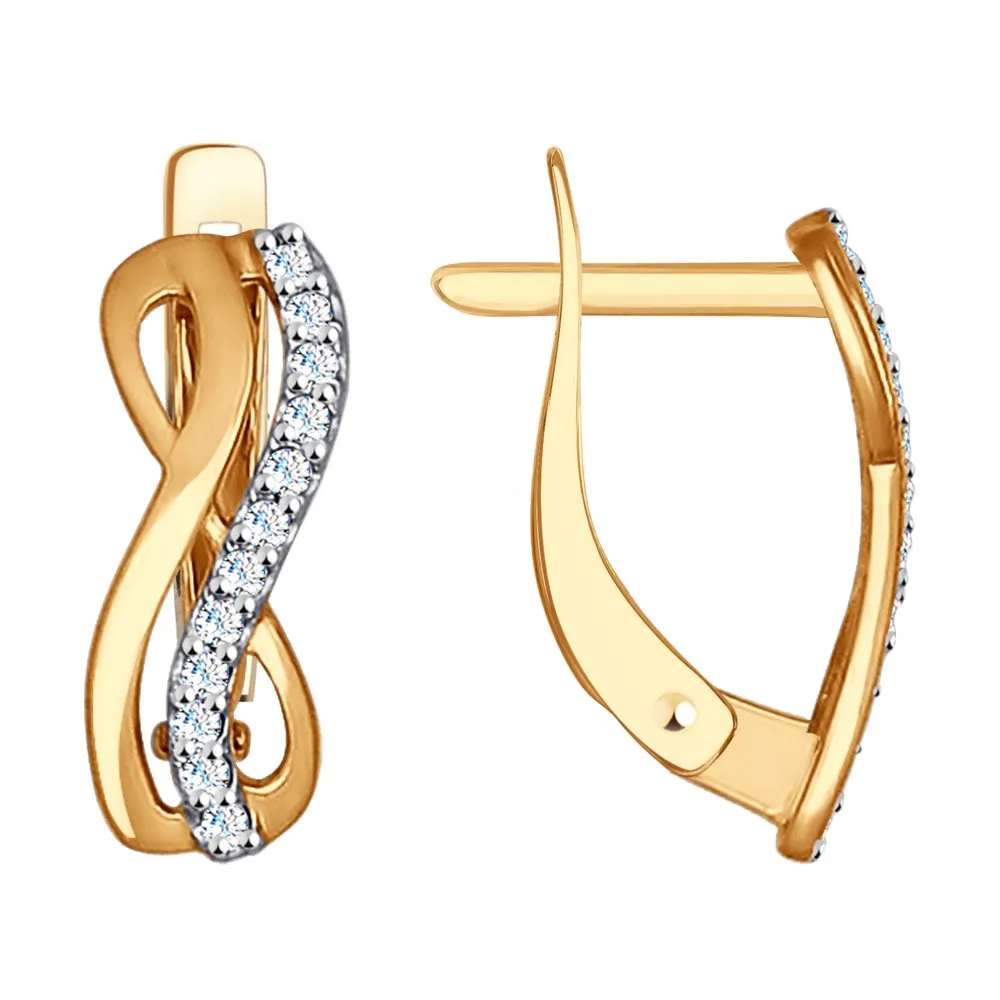 Cercei din aur roșu cu Cubic Zirconia Incolor