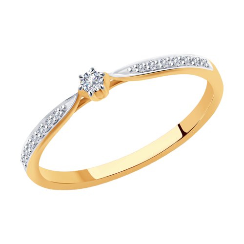 Inel din aur roșu cu pietre Diamant