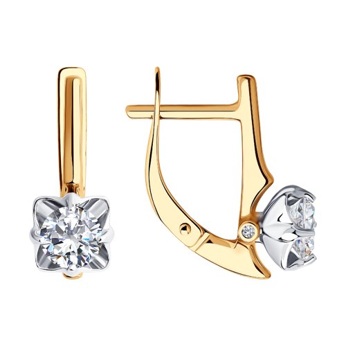 Серьги из красного золота с камнями Фианит, Swarovski