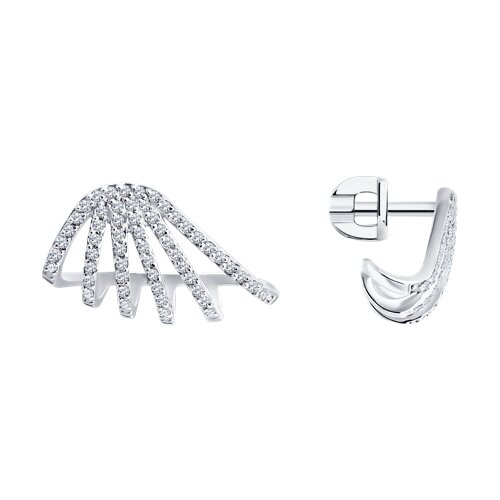 Cercei Pusete din aur alb cu pietre Diamant