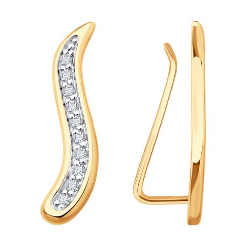 Cercei din aur roșu cu pietre Cubic Zirconia Incolor