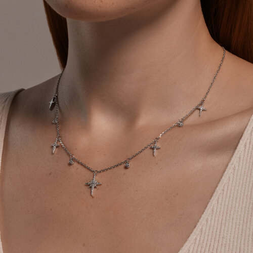 Colier din argint  cu pietre Cubic Zirconia Incolor