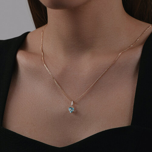 Pandantiv din aur roșu cu pietre Cubic Zirconia Incolor, Topaz Swiss