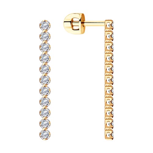 Cercei Pusete din aur roșu cu pietre Cubic Zirconia Incolor