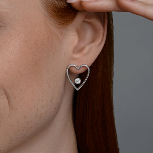 Cercei Pusete din argint  cu pietre Cubic Zirconia Incolor