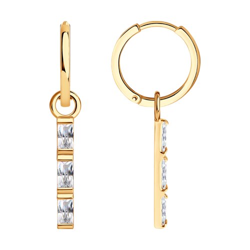 Cercei Creole din aur roșu cu pietre Cubic Zirconia Incolor