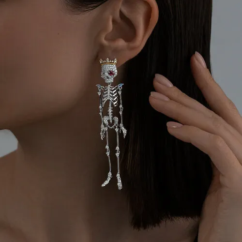 Cercel din argint cu Cubic Zirconia Colorat, Corindon (rubin)