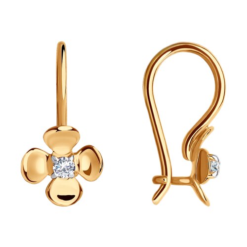 Cercei p-u copii din aur roșu cu pietre Cubic Zirconia Incolor