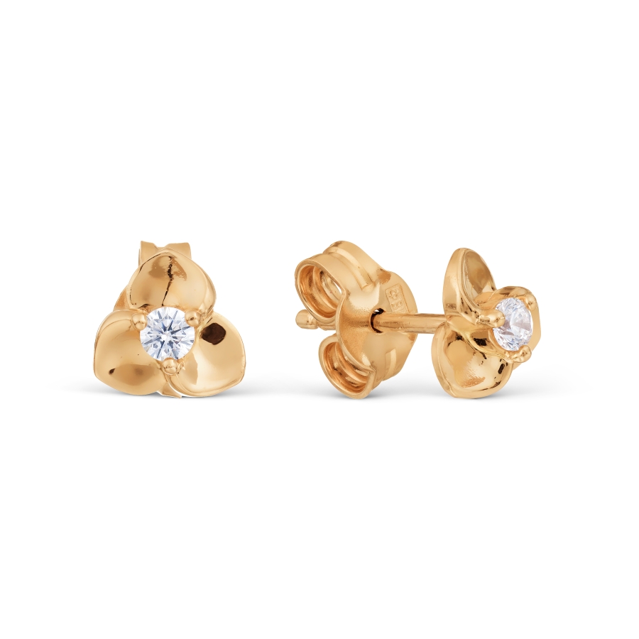 Cercei Pusete din aur roșu cu pietre Cubic Zirconia Incolor