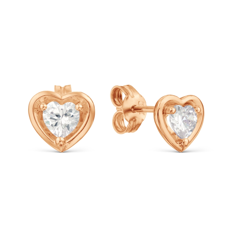 Cercei Pusete din aur roșu cu pietre Cubic Zirconia Incolor