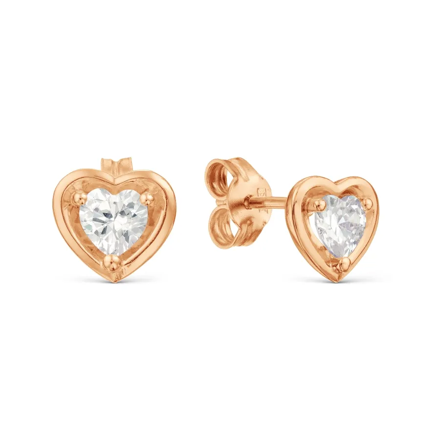 Cercei Pusete din aur roșu cu Cubic Zirconia Incolor