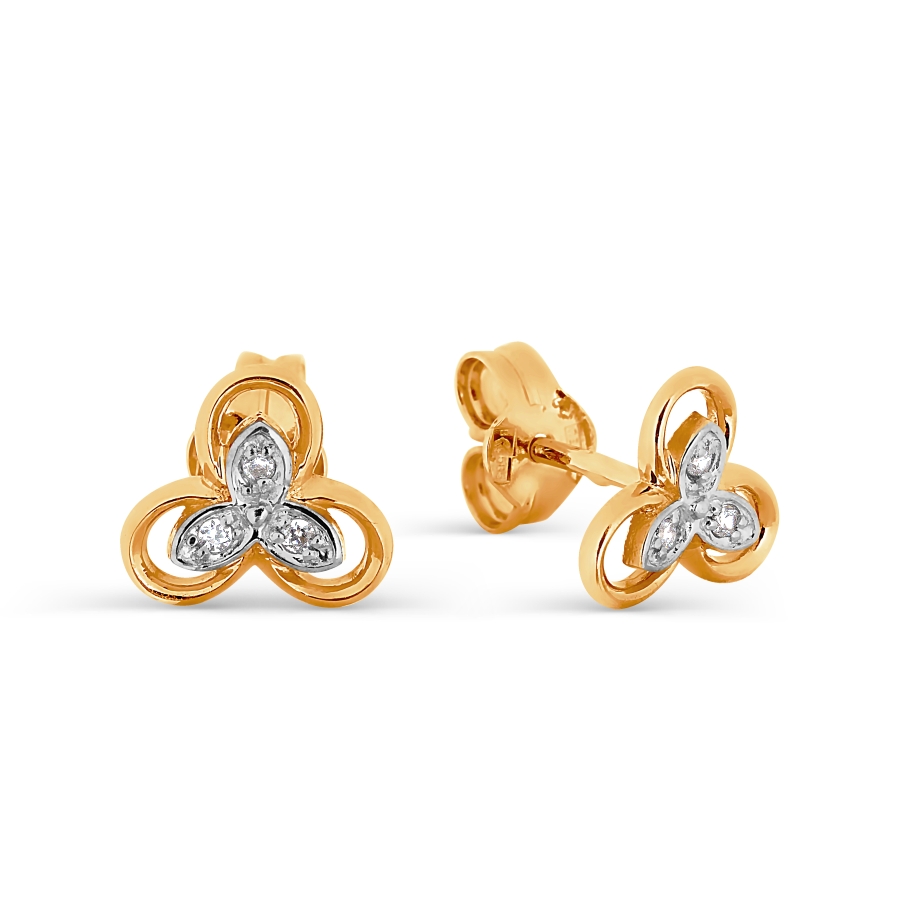 Cercei Pusete din aur roșu cu pietre Cubic Zirconia Incolor