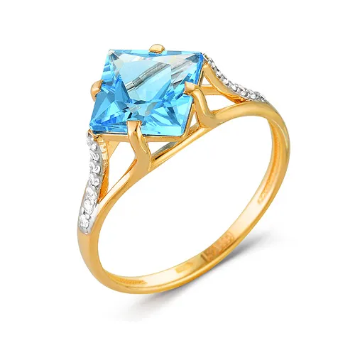 Inel din aur roșu cu Cubic Zirconia Incolor, Topaz