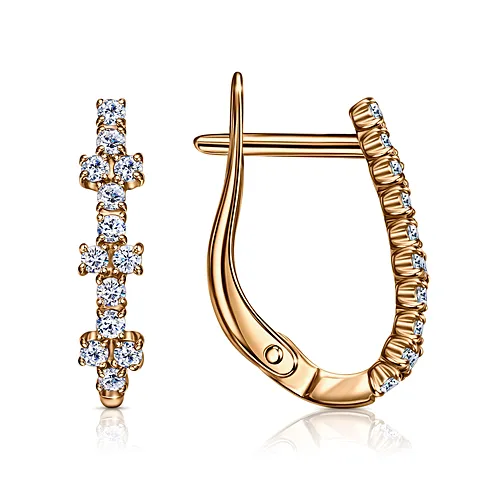 Cercei din aur roșu cu Cubic Zirconia Incolor