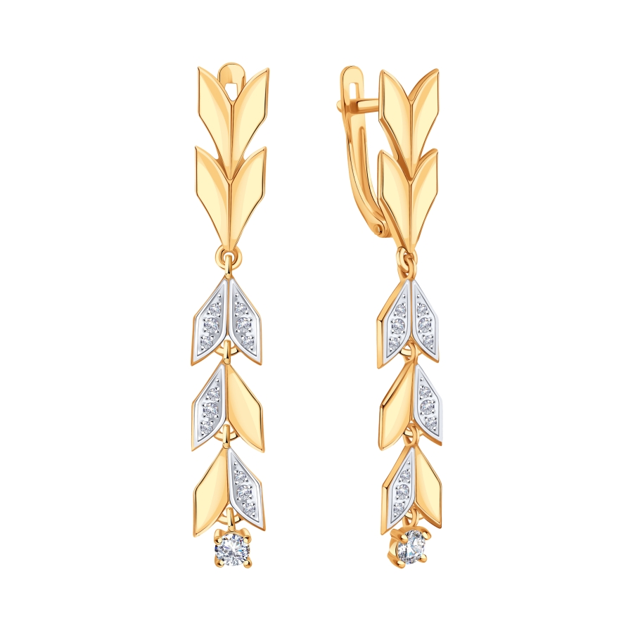 Cercei Suspendați din aur roșu cu pietre Cubic Zirconia Incolor