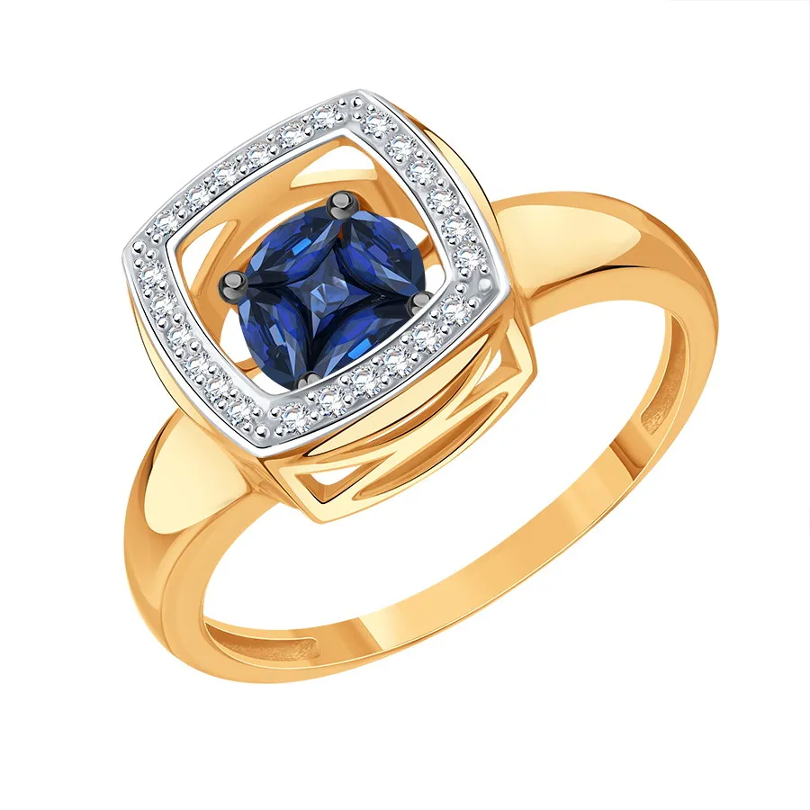 Inel din aur roșu cu Diamant, Safir