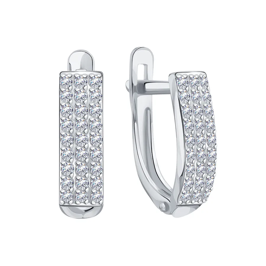 Cercei din aur alb cu Cubic Zirconia Incolor