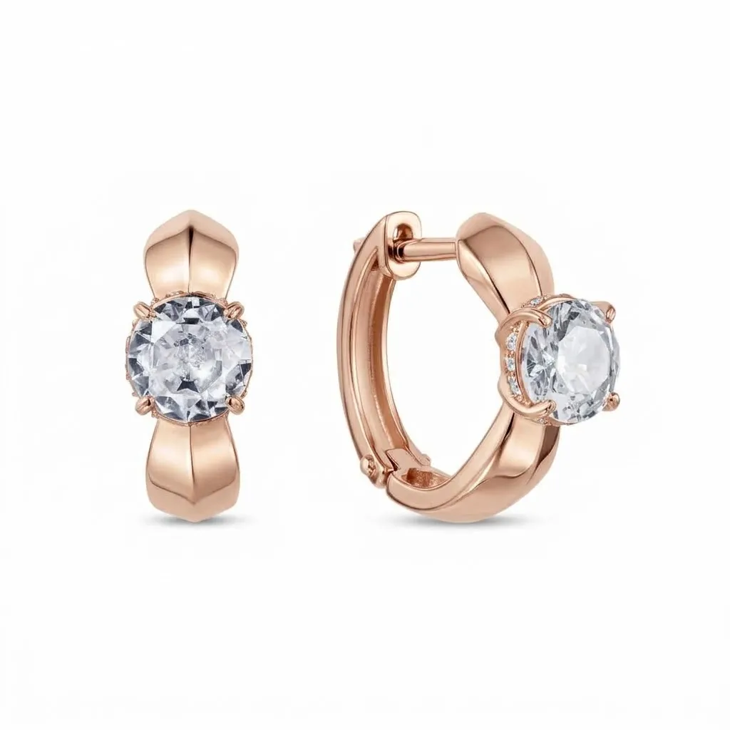 Cercei din aur roșu cu Cubic Zirconia Incolor