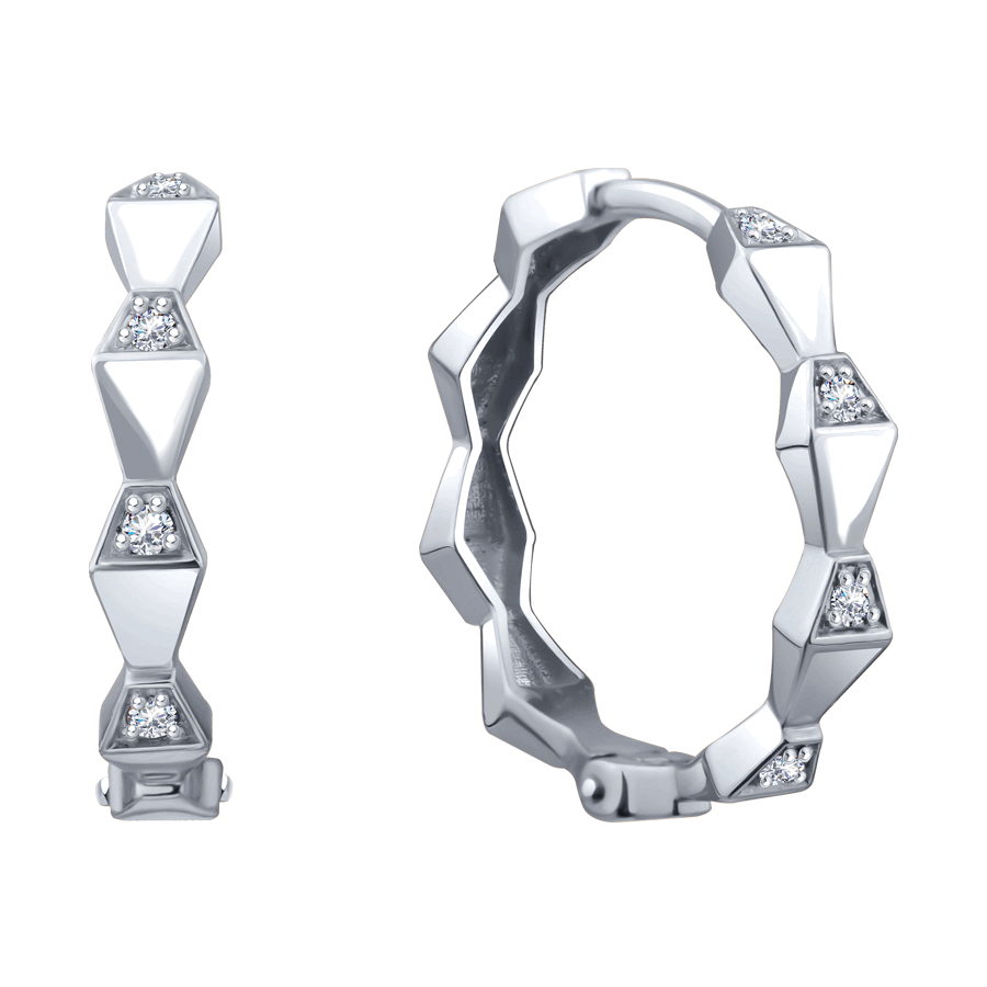 Серьги Конго из белого золота с камнями Бриллиант