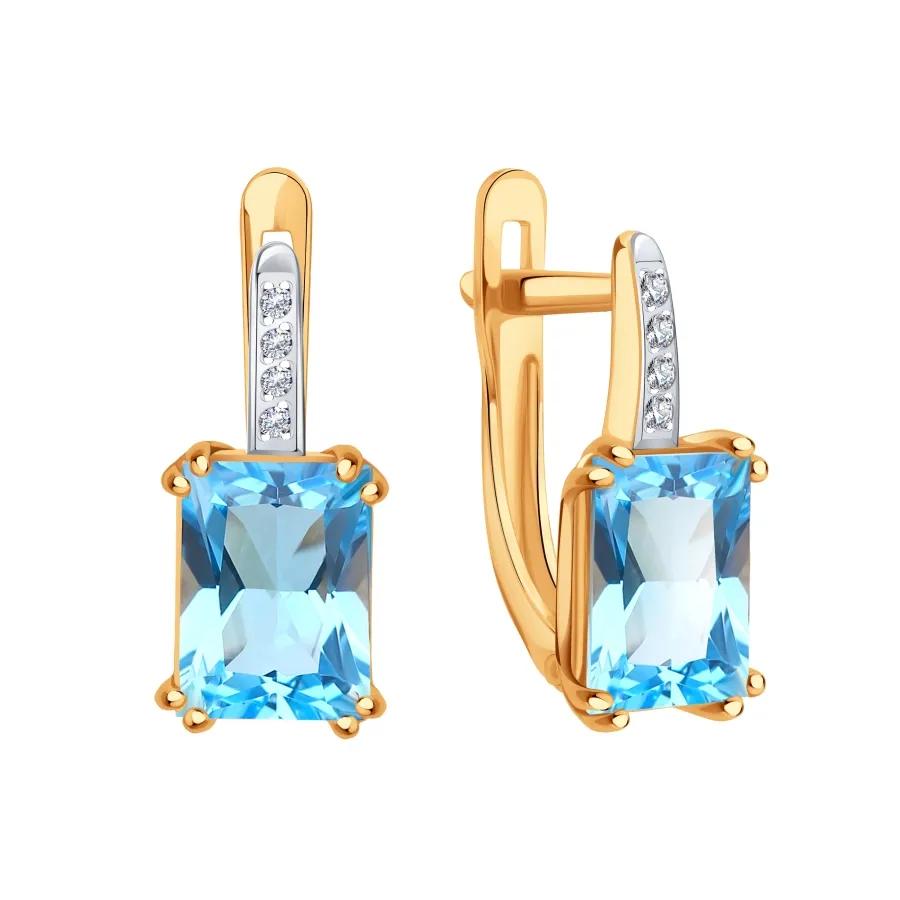 Cercei din aur roșu cu Cubic Zirconia Incolor, Topaz