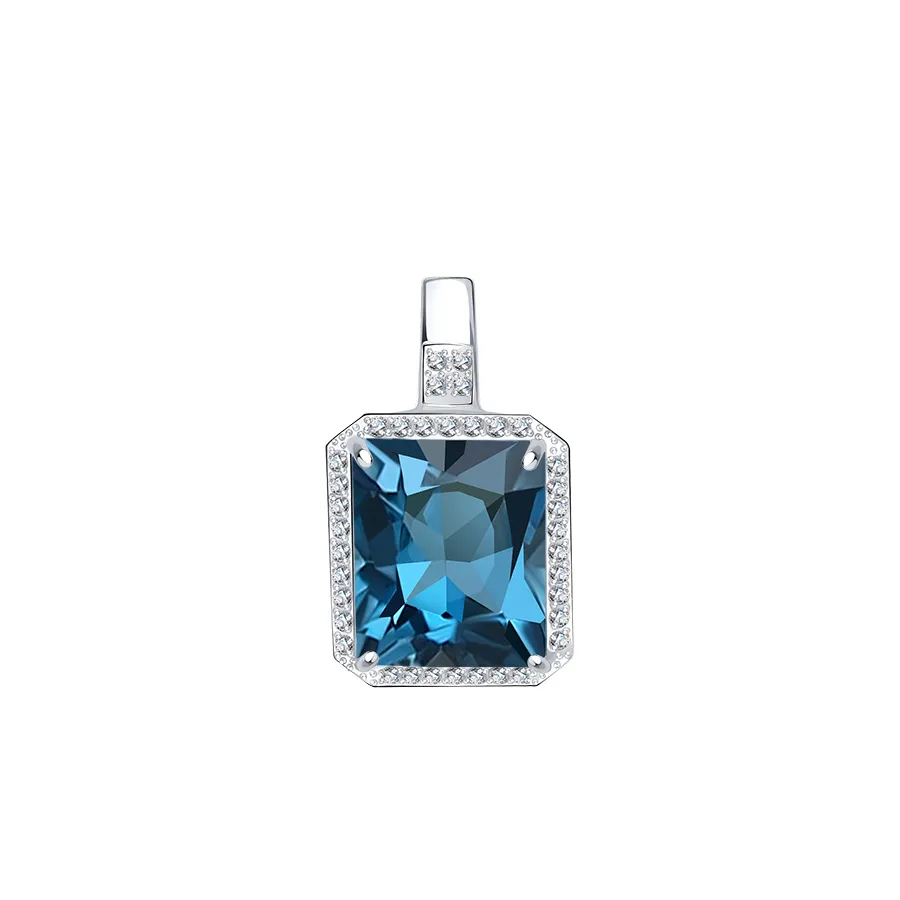 Pandantiv din aur alb cu Diamant, Topaz London