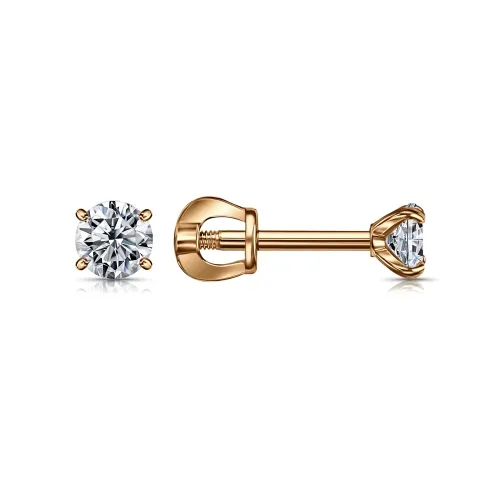 Cercei Pusete din aur roșu cu Cubic Zirconia Incolor