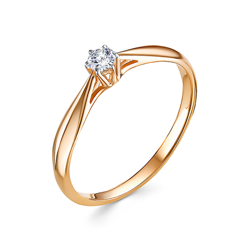 Inel din aur roșu cu pietre Cubic Zirconia Incolor