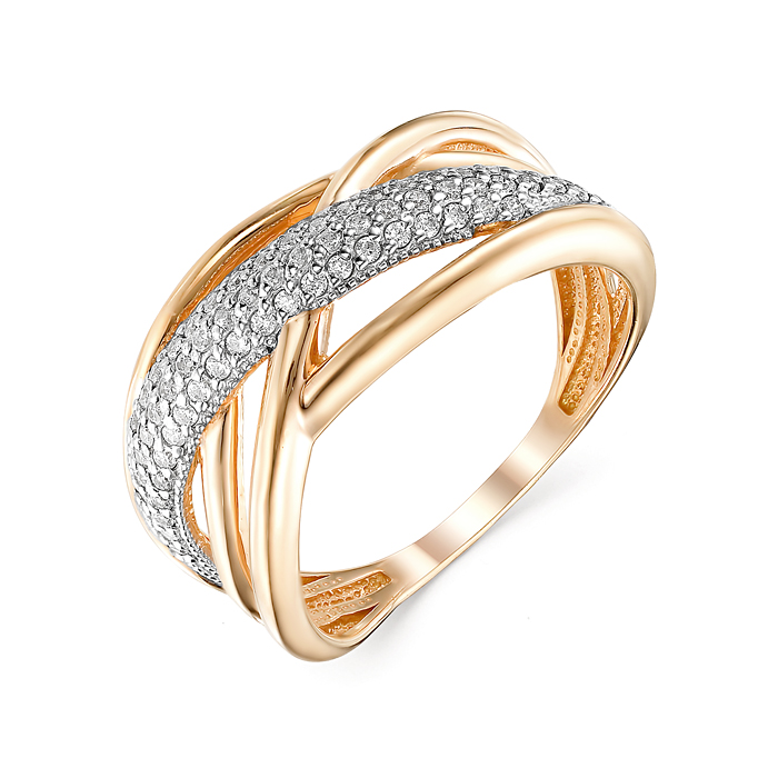 Inel din aur roșu cu pietre Cubic Zirconia Incolor