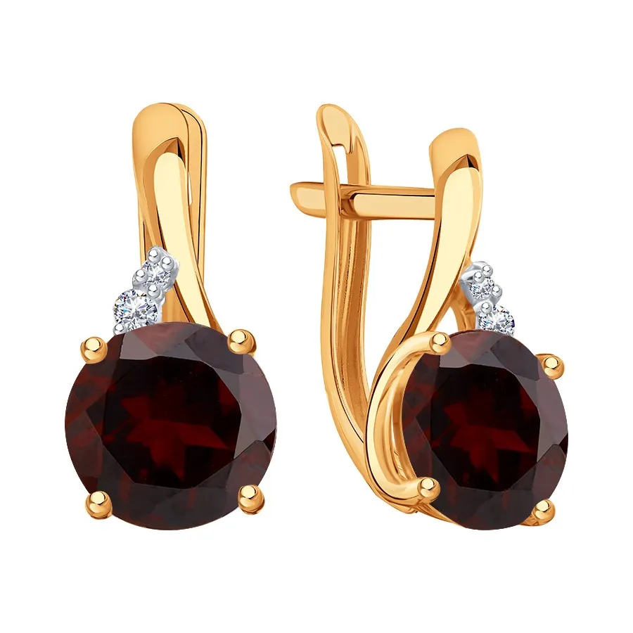 Cercei din aur roșu cu Cubic Zirconia Incolor, Granat