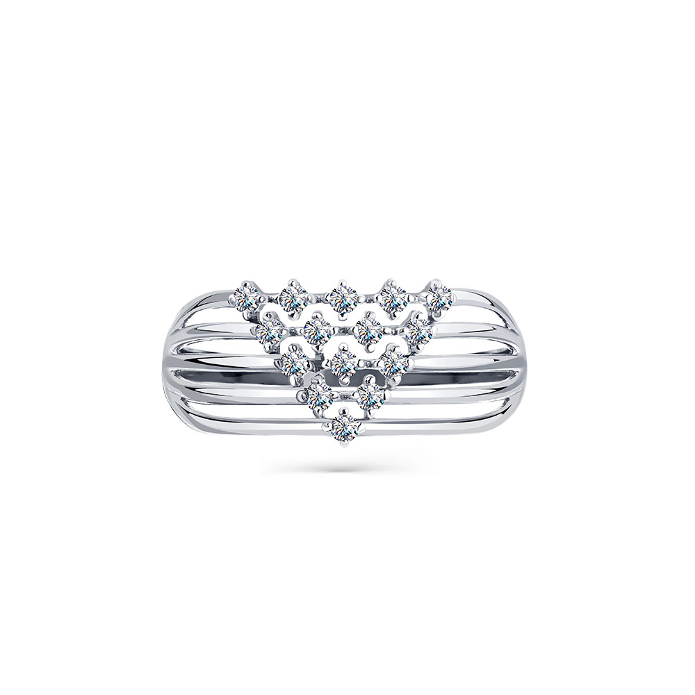 Inel din aur alb cu pietre Cubic Zirconia Incolor