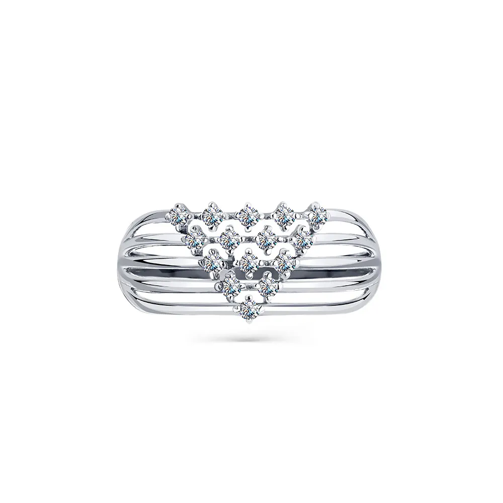 Inel din aur alb cu Cubic Zirconia Incolor