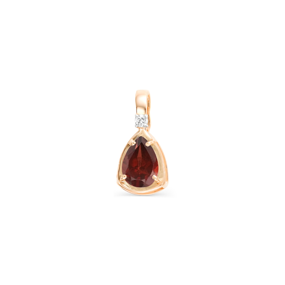 Pandantiv din aur roșu cu pietre Cubic Zirconia Incolor, Granat