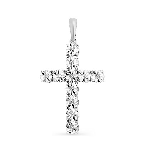 Cruce din aur alb cu pietre Diamant