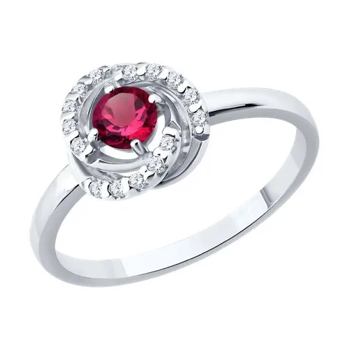 Inel din argint cu Cubic Zirconia Incolor, Rubin