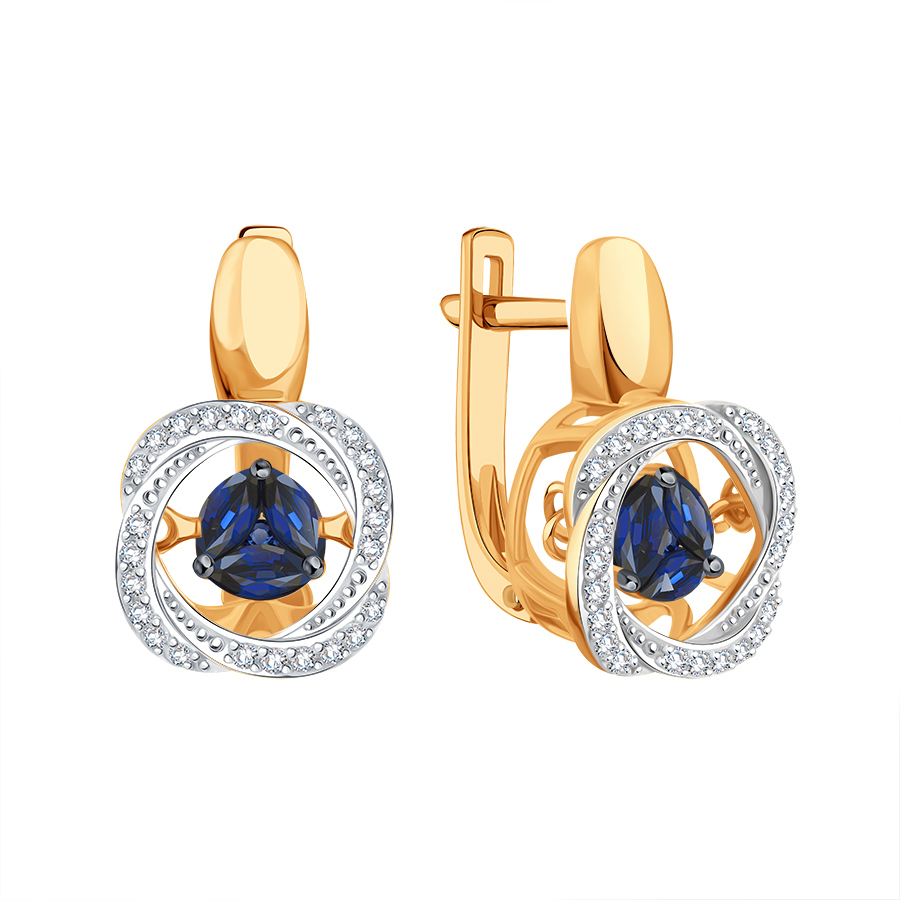 Cercei din aur roșu cu pietre Diamant, Safir