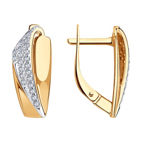 Серьги из красного золота с камнями Фианит