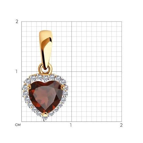Pandantiv din aur roșu cu Cubic Zirconia Incolor, Granat