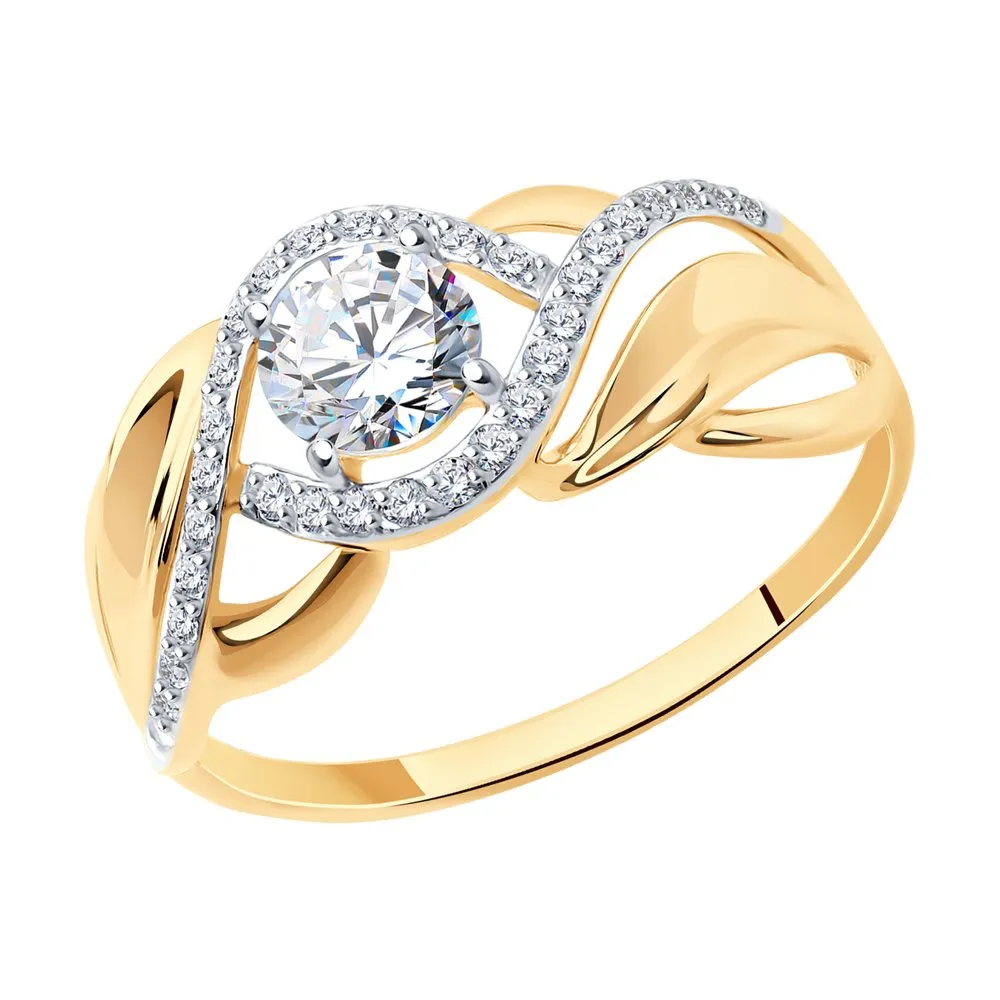 Inel din aur roșu cu Cubic Zirconia Incolor