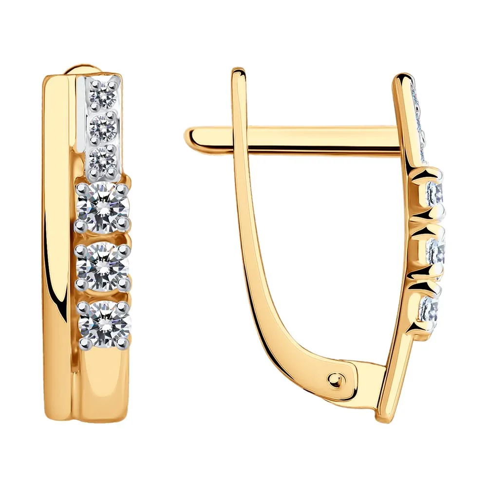 Cercei din aur roșu cu Cubic Zirconia Incolor