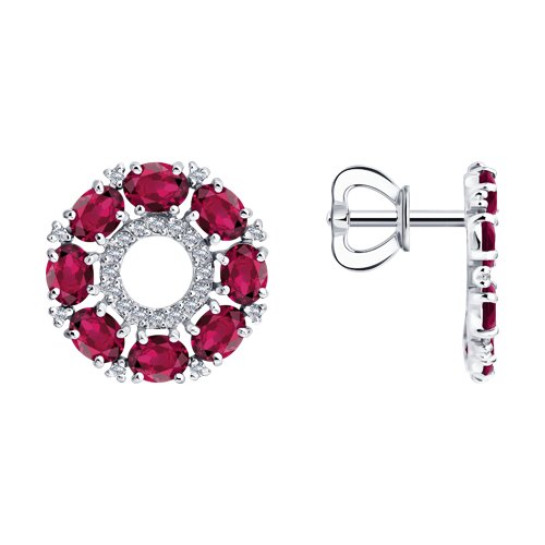 Cercei Pusete din aur alb cu pietre Diamant, Rubin