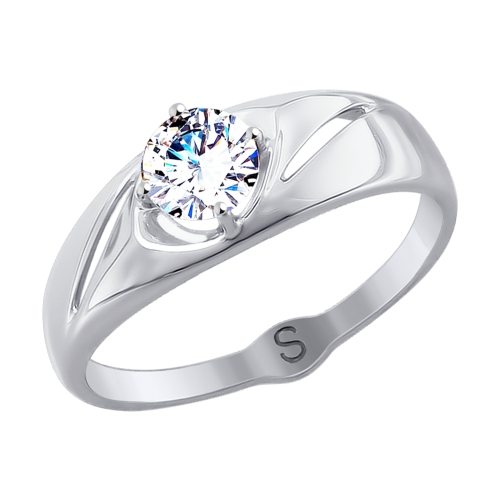 Кольцо из белого золота с камнями Swarovski